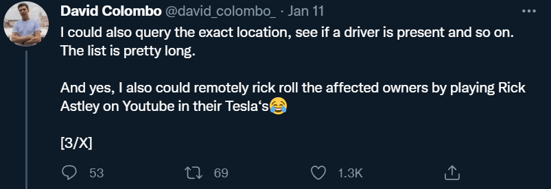 19岁「黑客」连续破解25辆特斯拉：远程控制门窗、灯光、音乐，还能直接开走