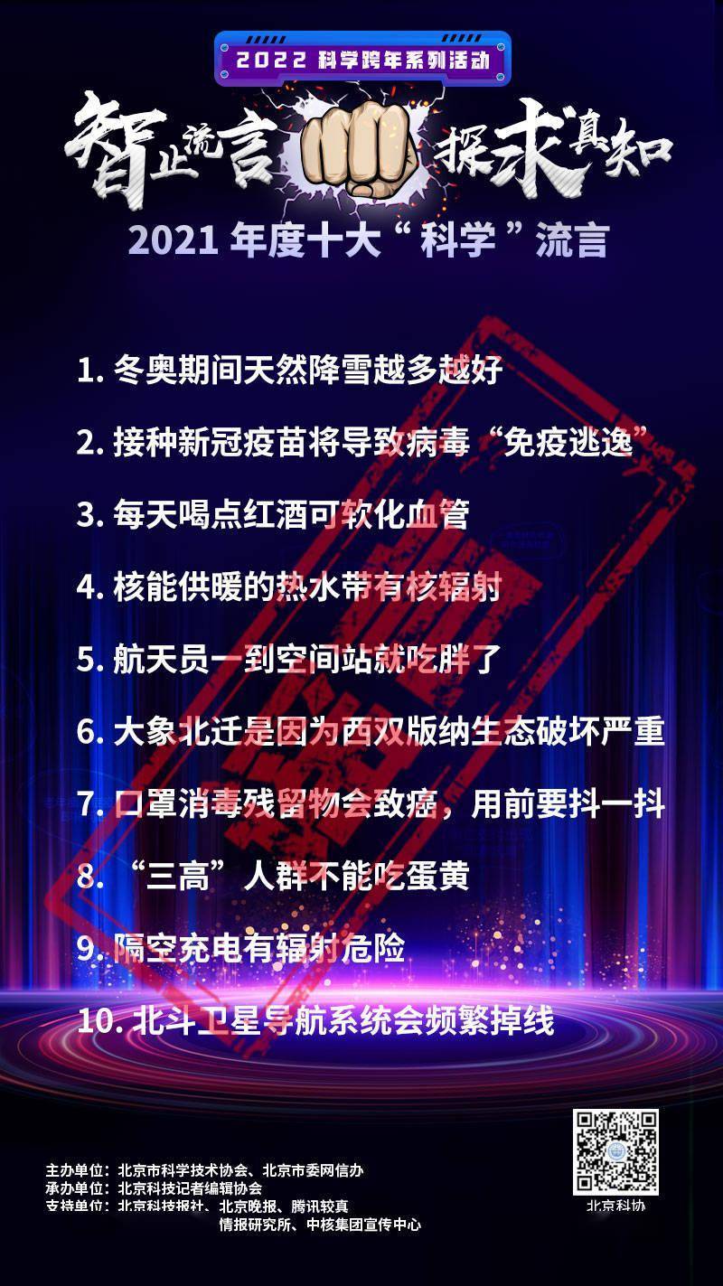 2021年度“科学”流言求真榜在京发布 十大年度“科学”流言揭晓