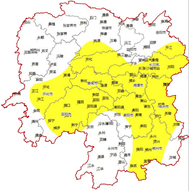 湖南省氣象臺今天16時發佈大霧黃色預警:預計20日早晨長沙,株洲,湘潭