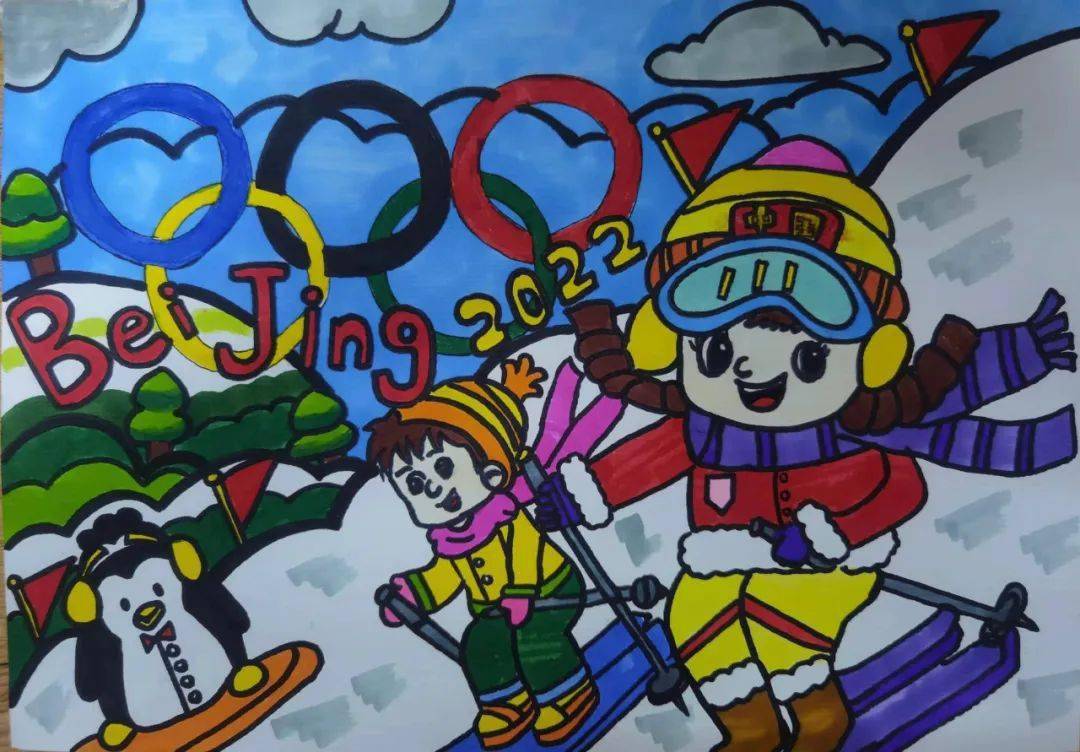 冬奥运会运动员绘画图片