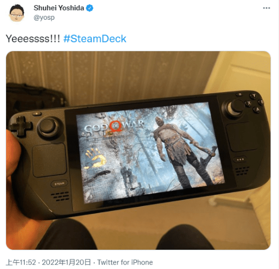 吉田修平晒用Steam掌机玩《战神》：直呼爽到