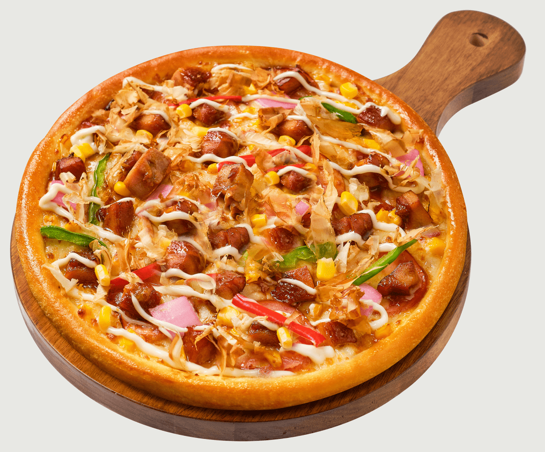 这是一份会"跳舞"的比萨,芝士浓郁爽滑,鸡肉咸香入味,再配上爽口的