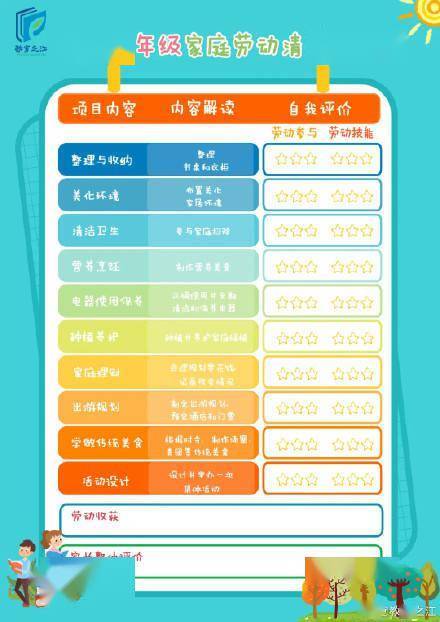 浙江中小学生家庭劳动清单