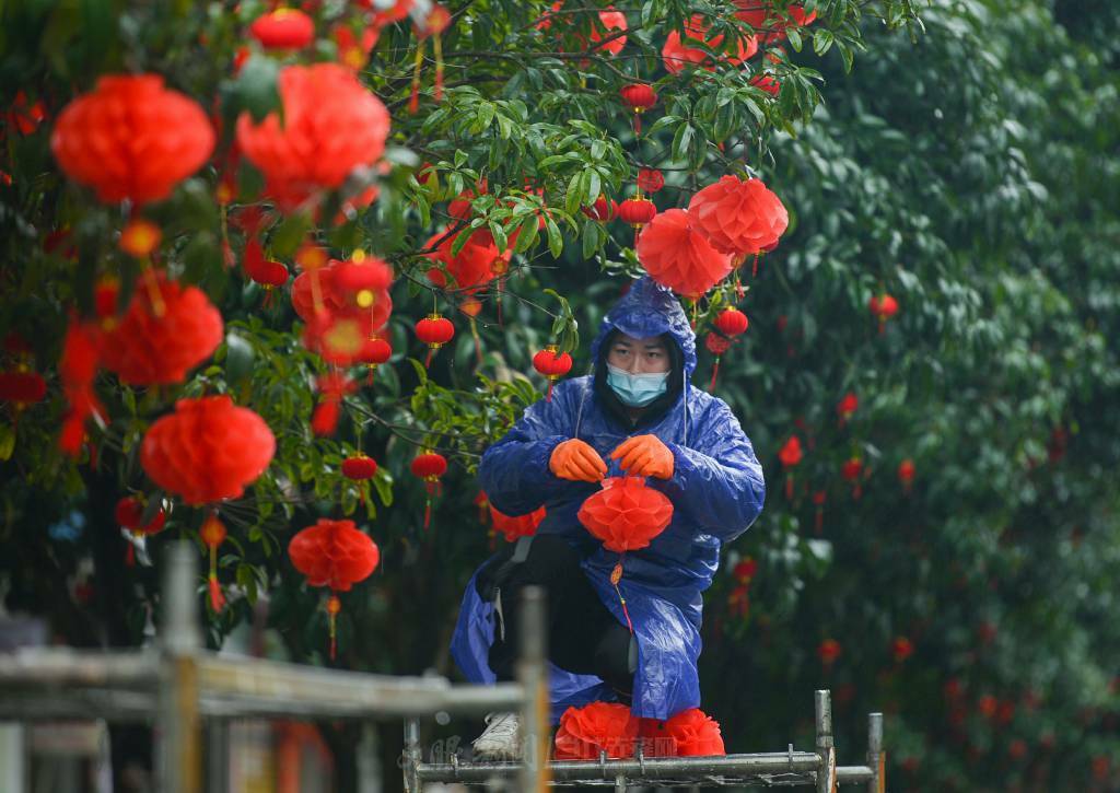 迎新春，挂灯笼！天柱街头年味浓了