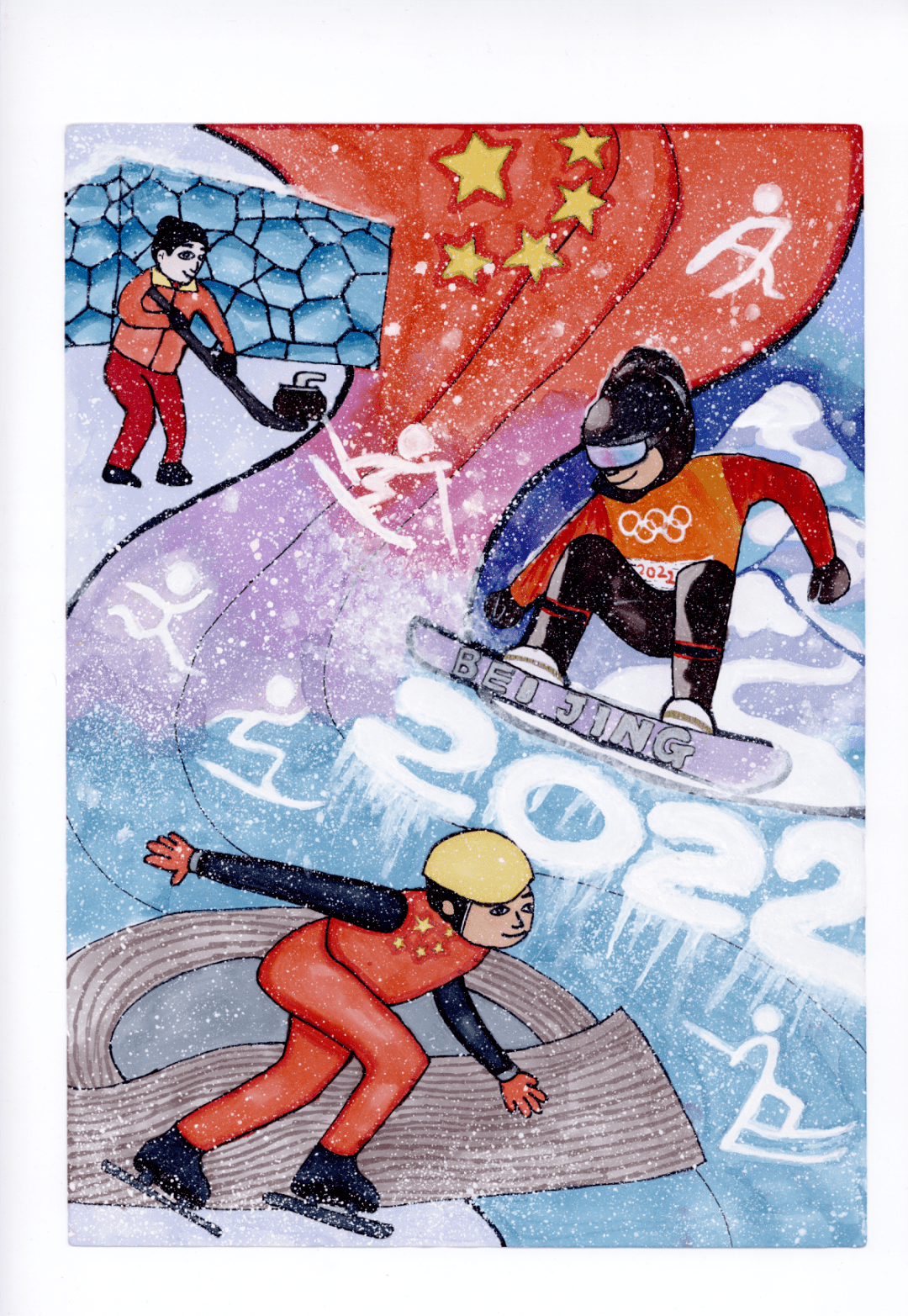 奥运会滑冰儿童画图片