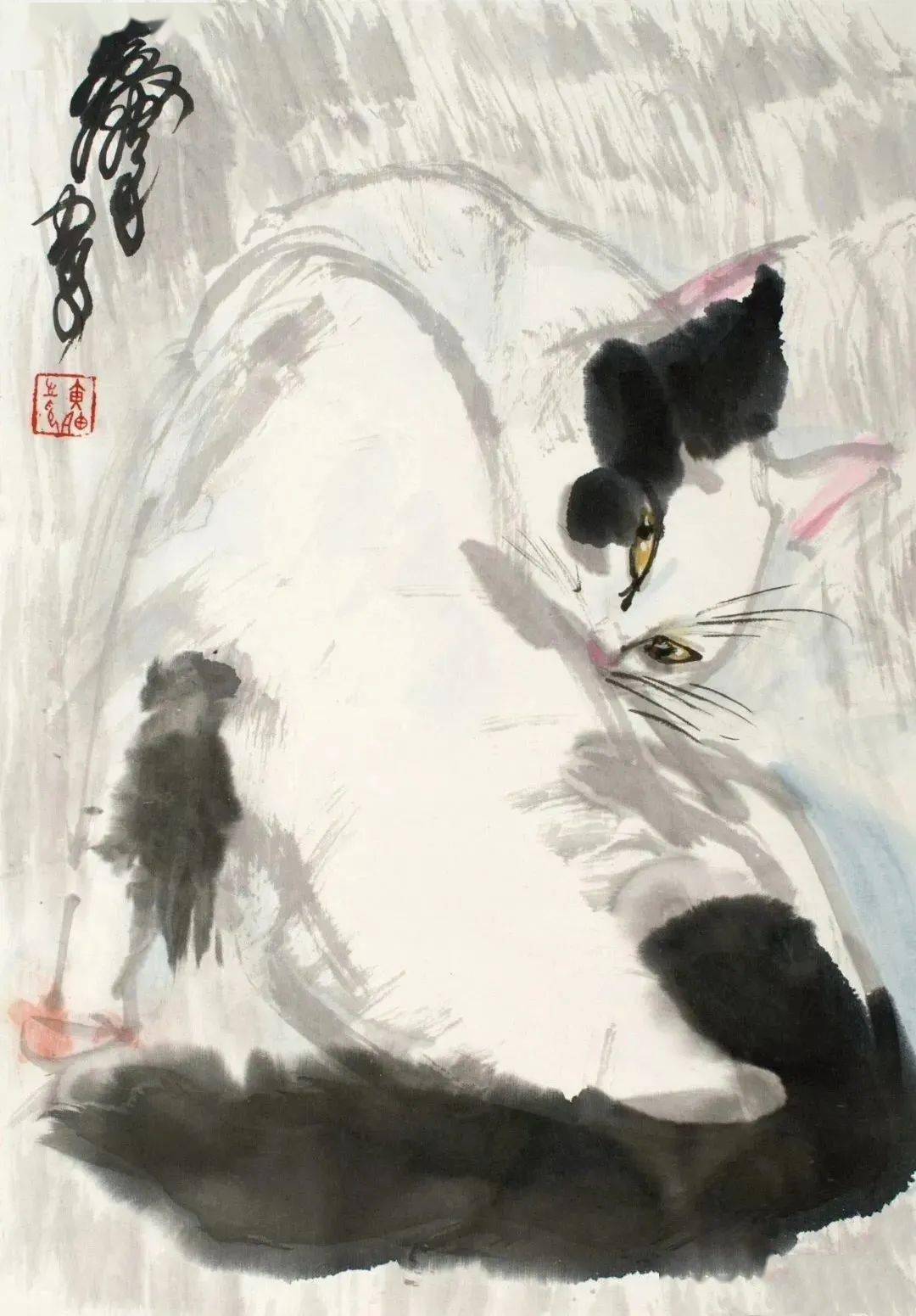 看看黄胄笔下的小萌猫