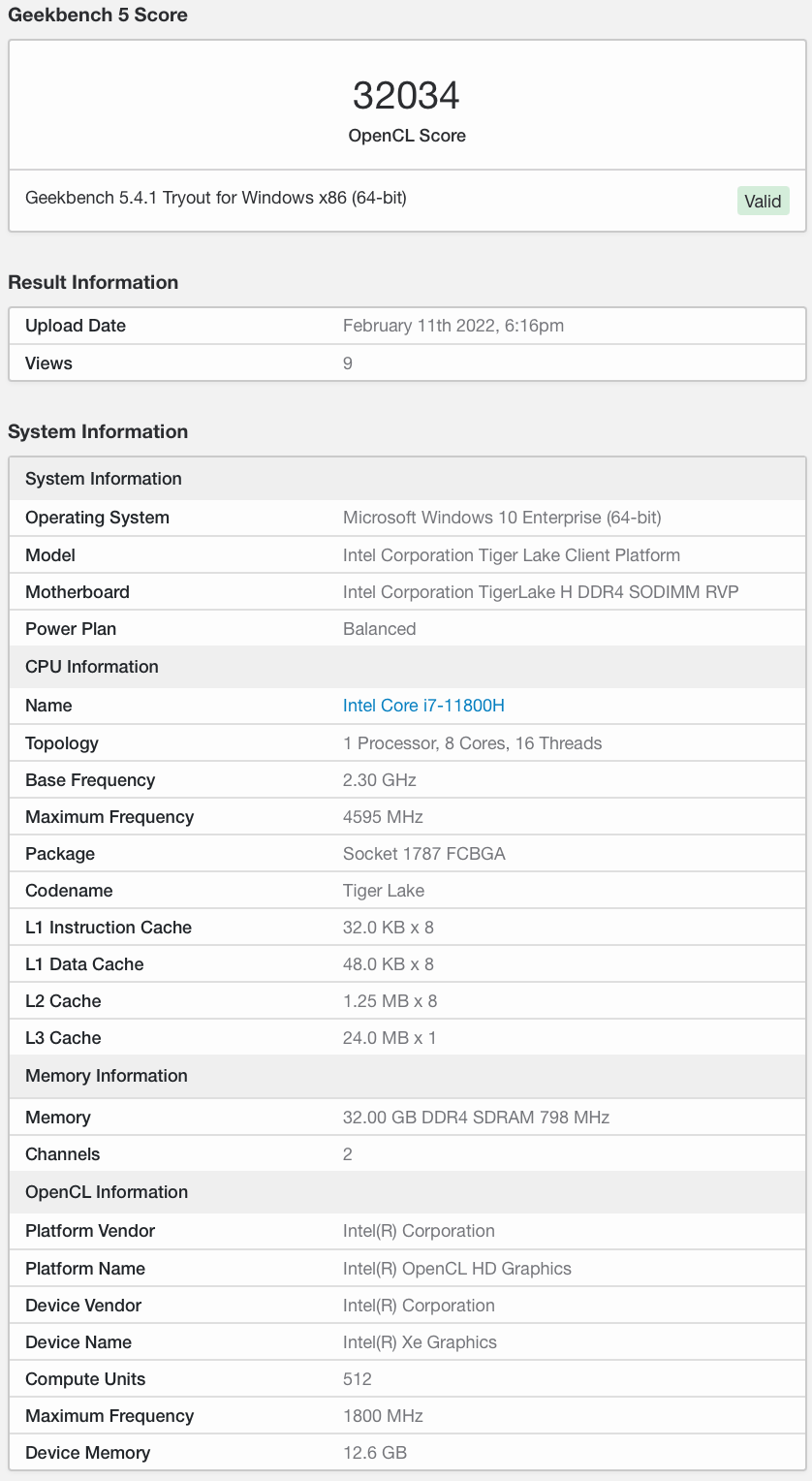 Arc|英特尔 Arc 笔记本独显现身 Geekbench：512 EU，12.6GB 显存