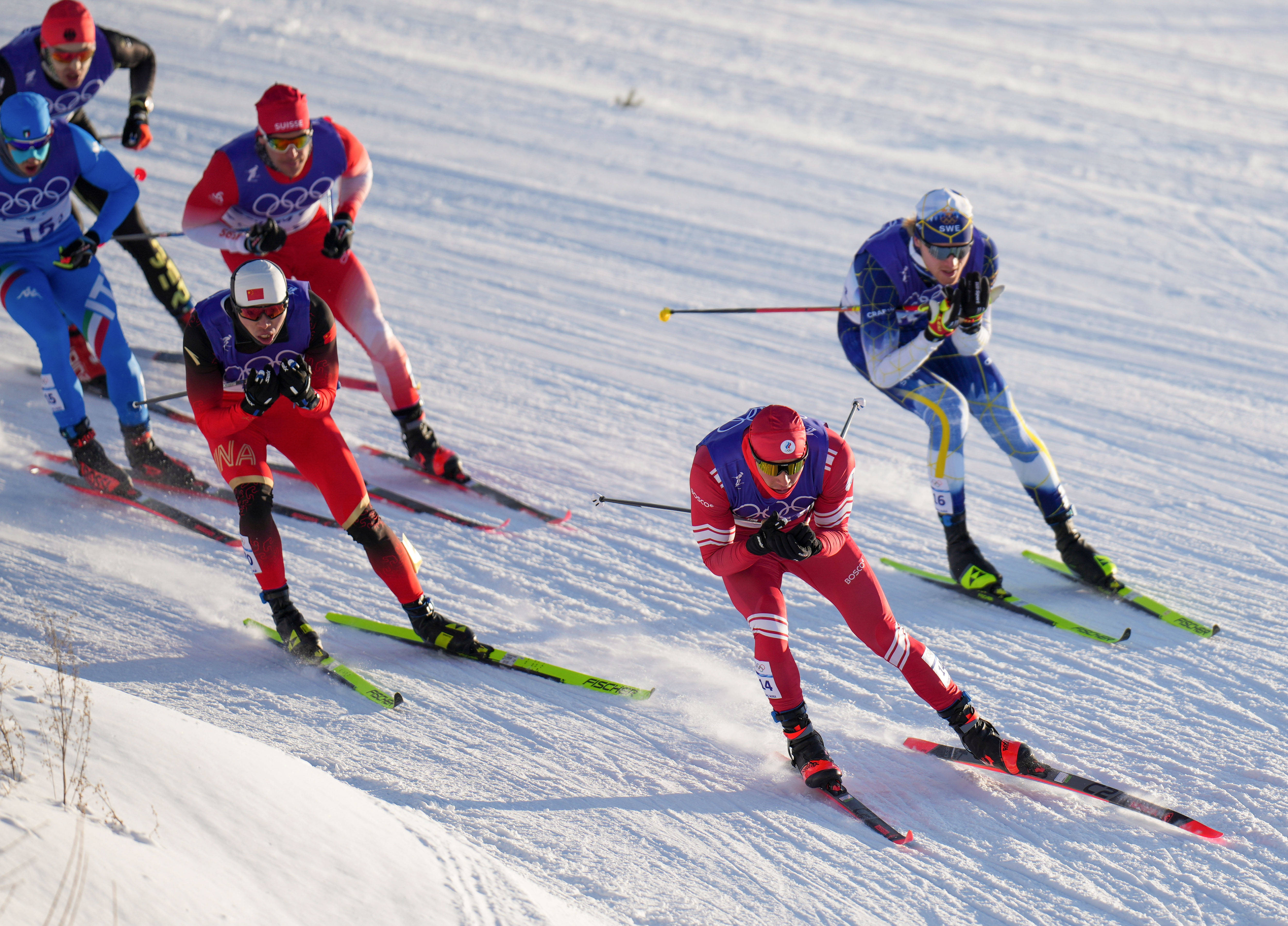 越野滑雪男子团体短距离比赛赛况