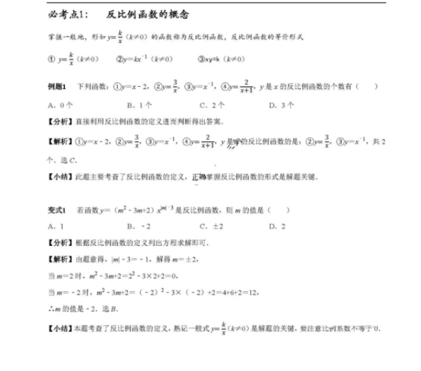 初中数学 反比例函数涉及的12个必考点全梳理 后台 原文 高空