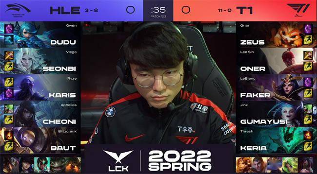 塔姆|LOL-LCK：Faker阿狸致命魅惑怒砍三杀，T1 2-0双杀HLE豪取12连胜