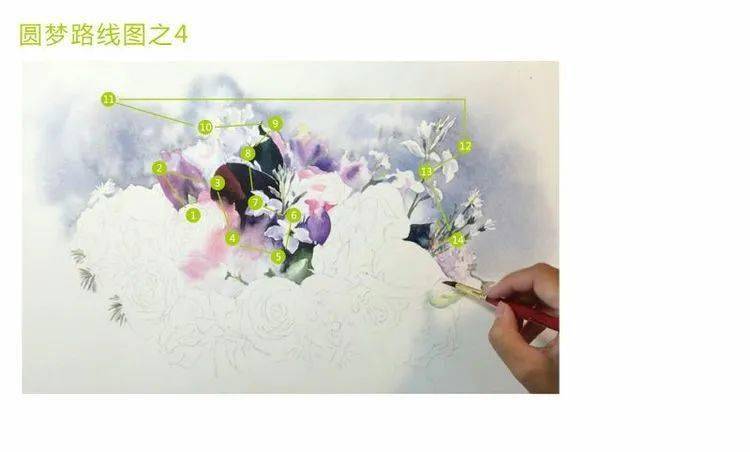 女画家付愈水彩荷花作品欣赏 水彩写意花卉步骤 花朵 花束 清水