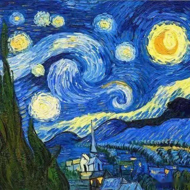 凡·高作品《星空》《星空》模仿了日本浮世绘风格,却是凡高心中的