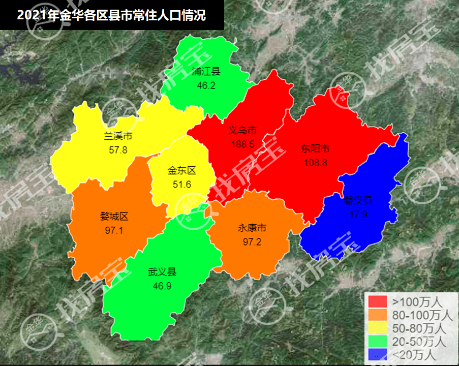 2021年金华9个区县市常住人口数据出炉义乌增量最多金东增速最快
