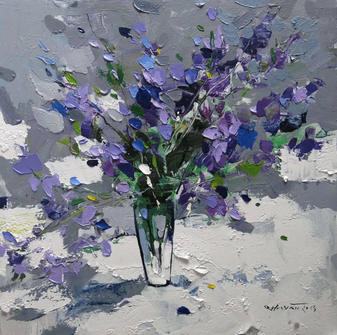 越南画家chu van 的厚重印象派花卉油画作品欣赏_艺术_chu_朱文