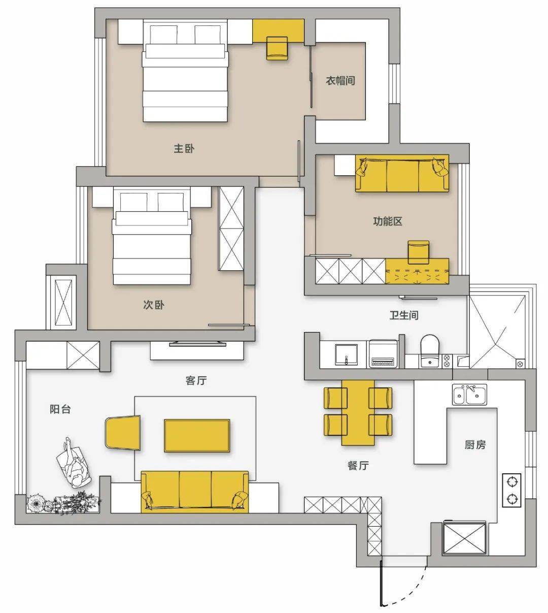 年轻小夫妻的100㎡三居室,秋千,绿植,花……自由惬意没有拘束!