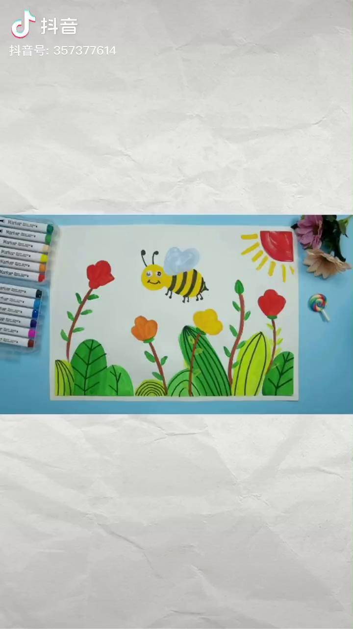 国庆大家都出游啦小蜜蜂也准备秋游了儿童绘画创意美术儿童画画画幼儿