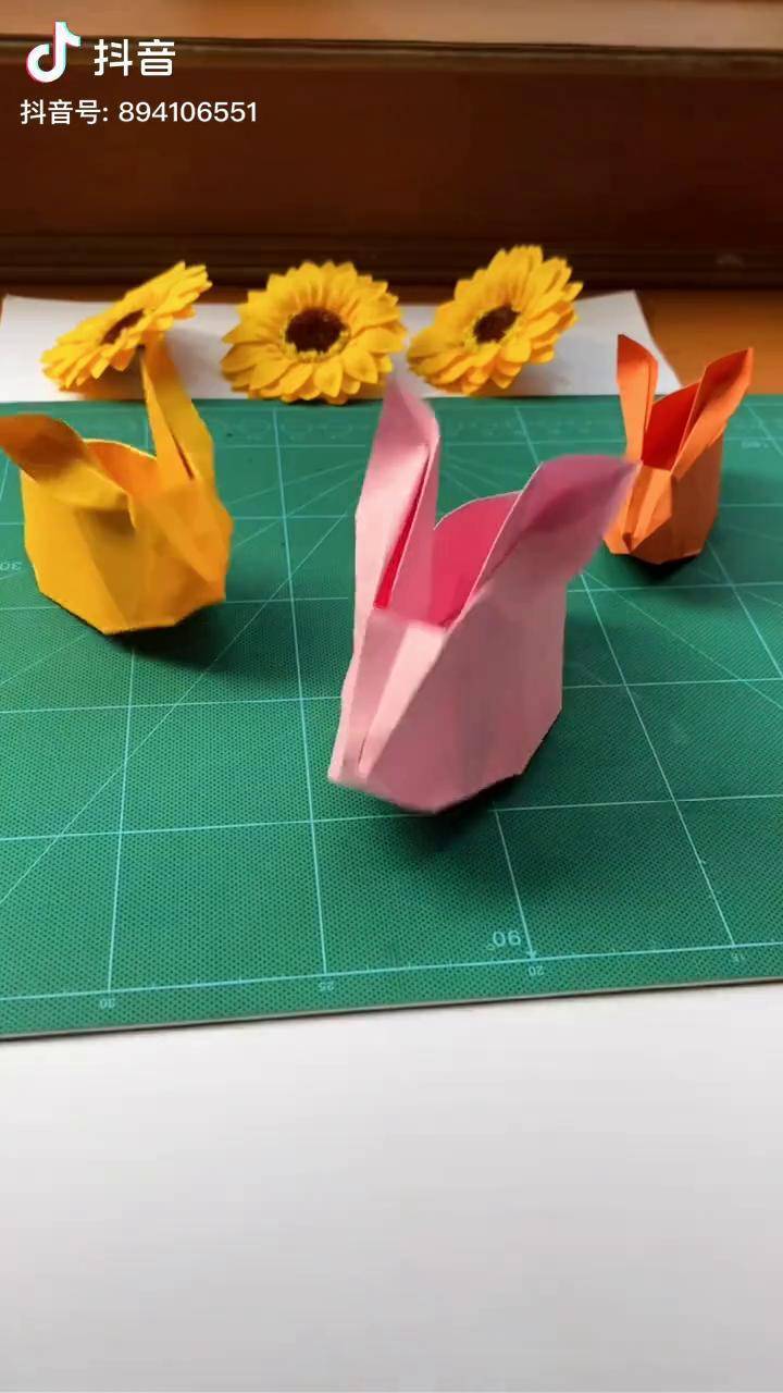 一张就可以做兔子收纳盒简单又可爱哦手工折纸兔子折纸收纳盒