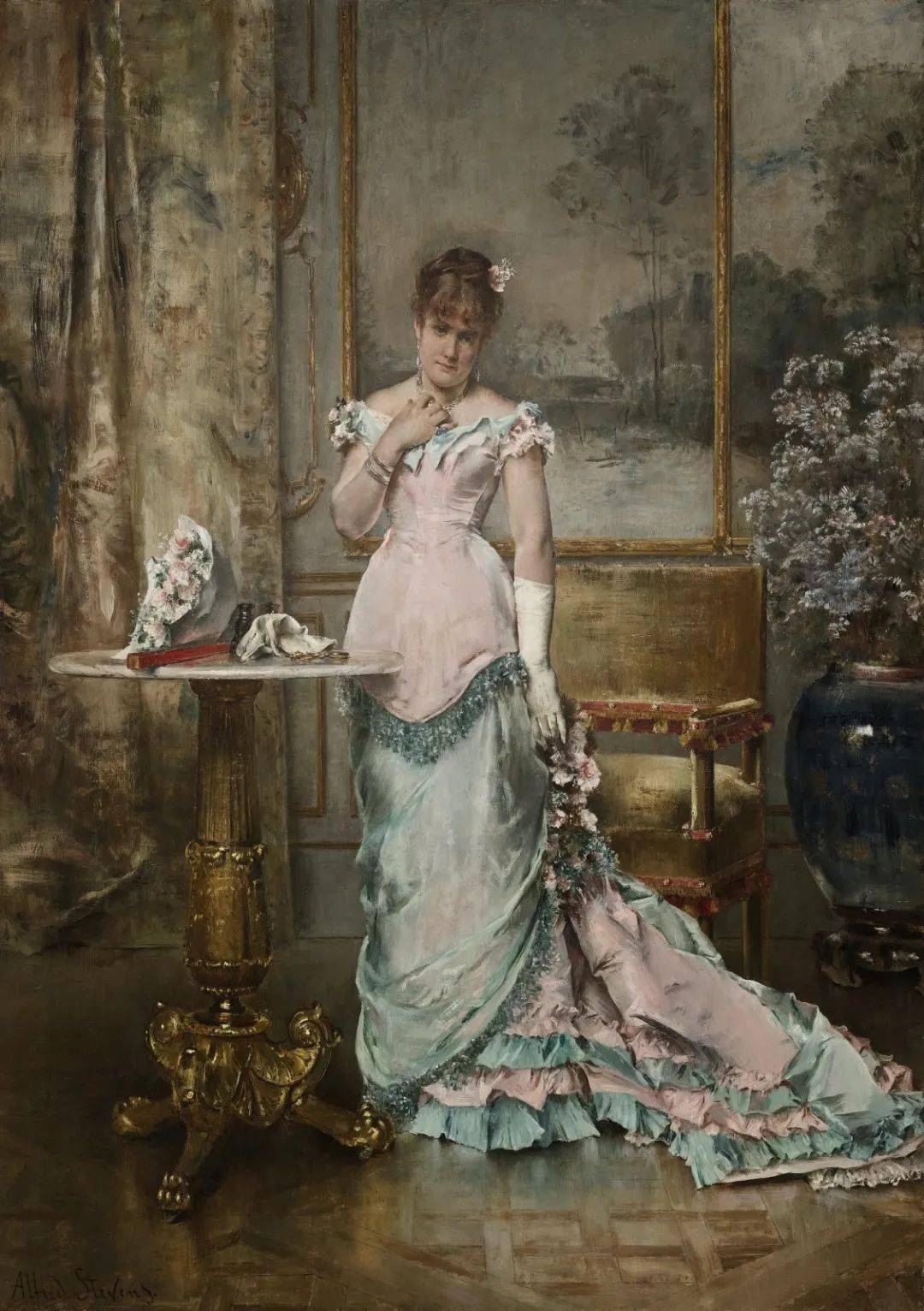 比利时画家史蒂文斯画笔下的皇家贵族女性优雅宁静贤淑