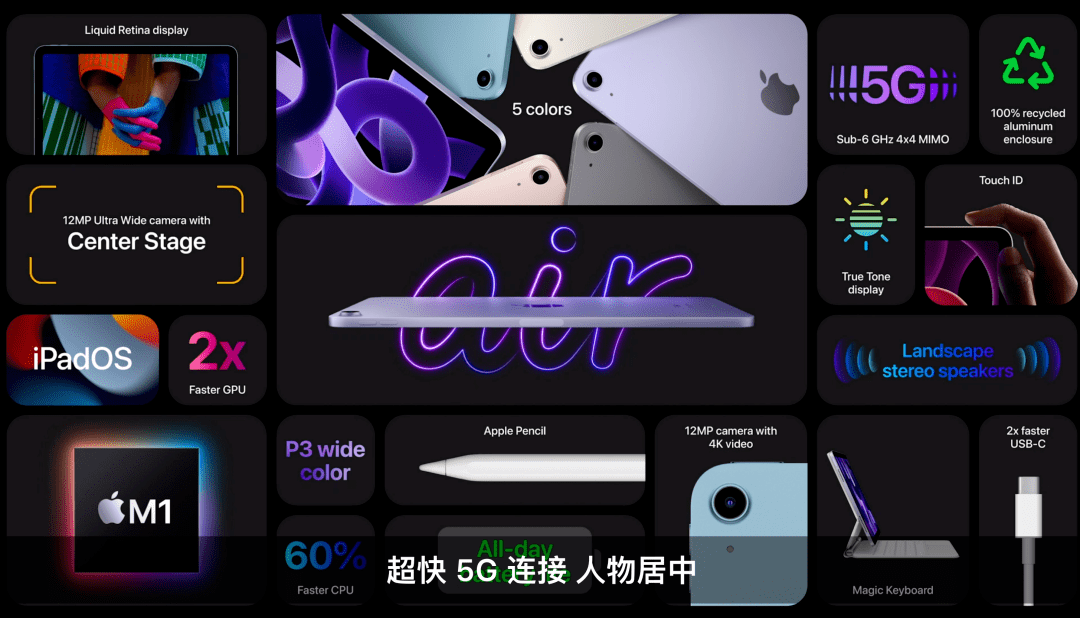 【平板】4399起 iPad Air 5发布 苹果最便宜M1芯片设备