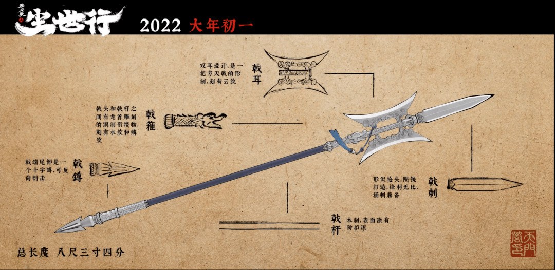 无免戟,云雷戟,梨花枪,鸳鸯白刃,剧中的冷兵器外观看似简洁,实际上