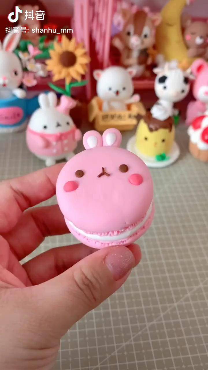 在家才艺dou起来超级简单的超轻粘土马卡龙兔兔学起来
