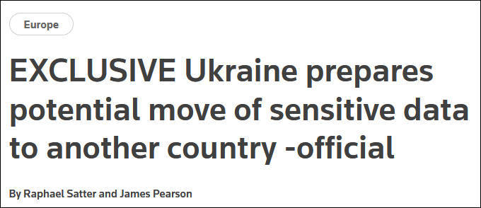 外媒：乌克兰安排应急计划，或将机密资料转移到国外