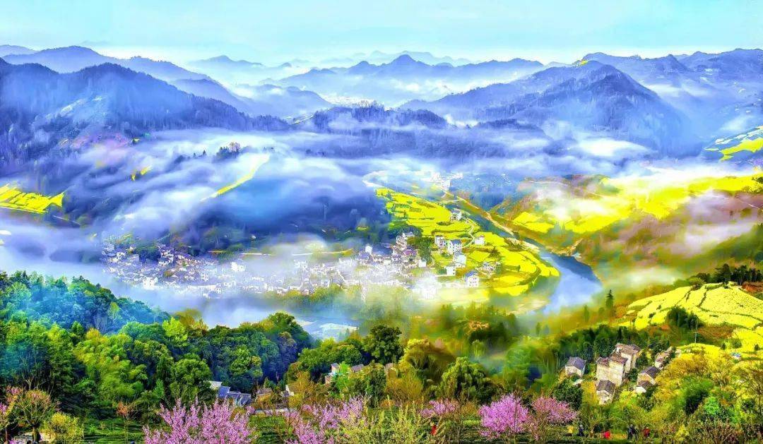 黄山春景图片