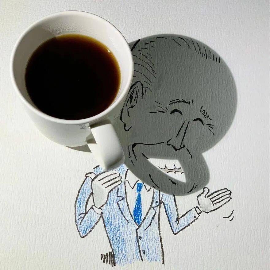 只需几笔涂鸦他将日常物体的影子转化成纯艺术创意绝了