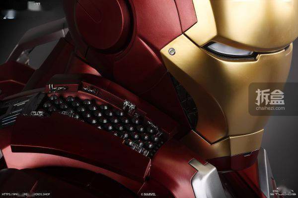 系列|QUEEN STUDIOS 漫威系列 钢铁侠 MARK7 1/1比例收藏胸像