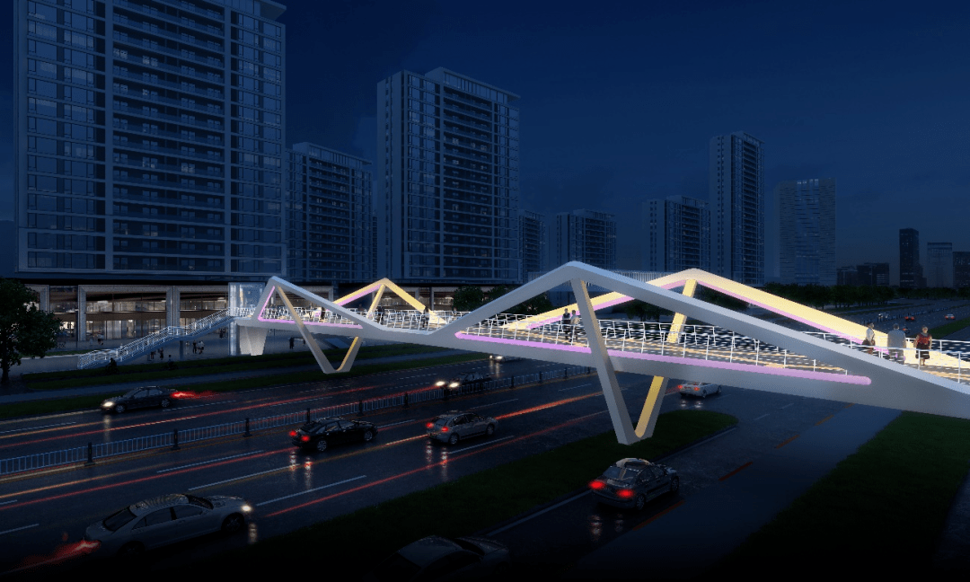 高品质建筑设计西咸能源金贸区人行天桥设计出炉