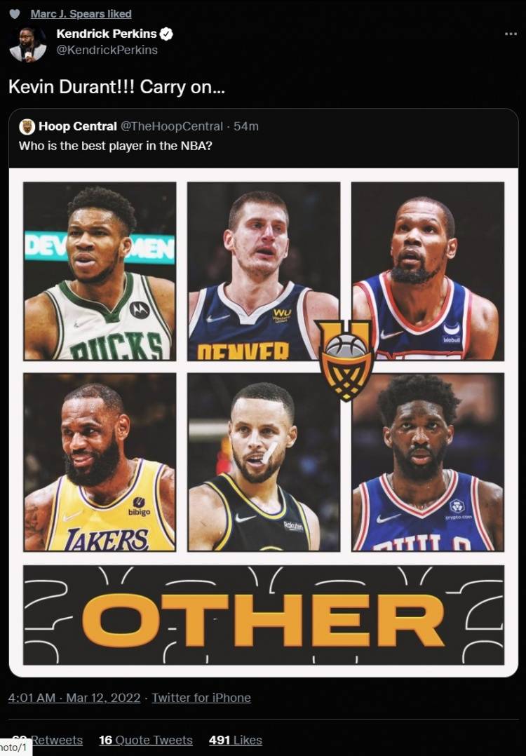 Central|谁是NBA最好的球员？帕金斯：凯文-杜兰特