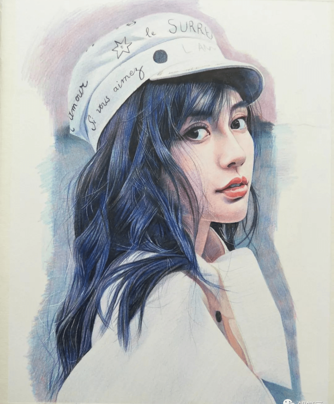 angelababy人物彩铅画步骤