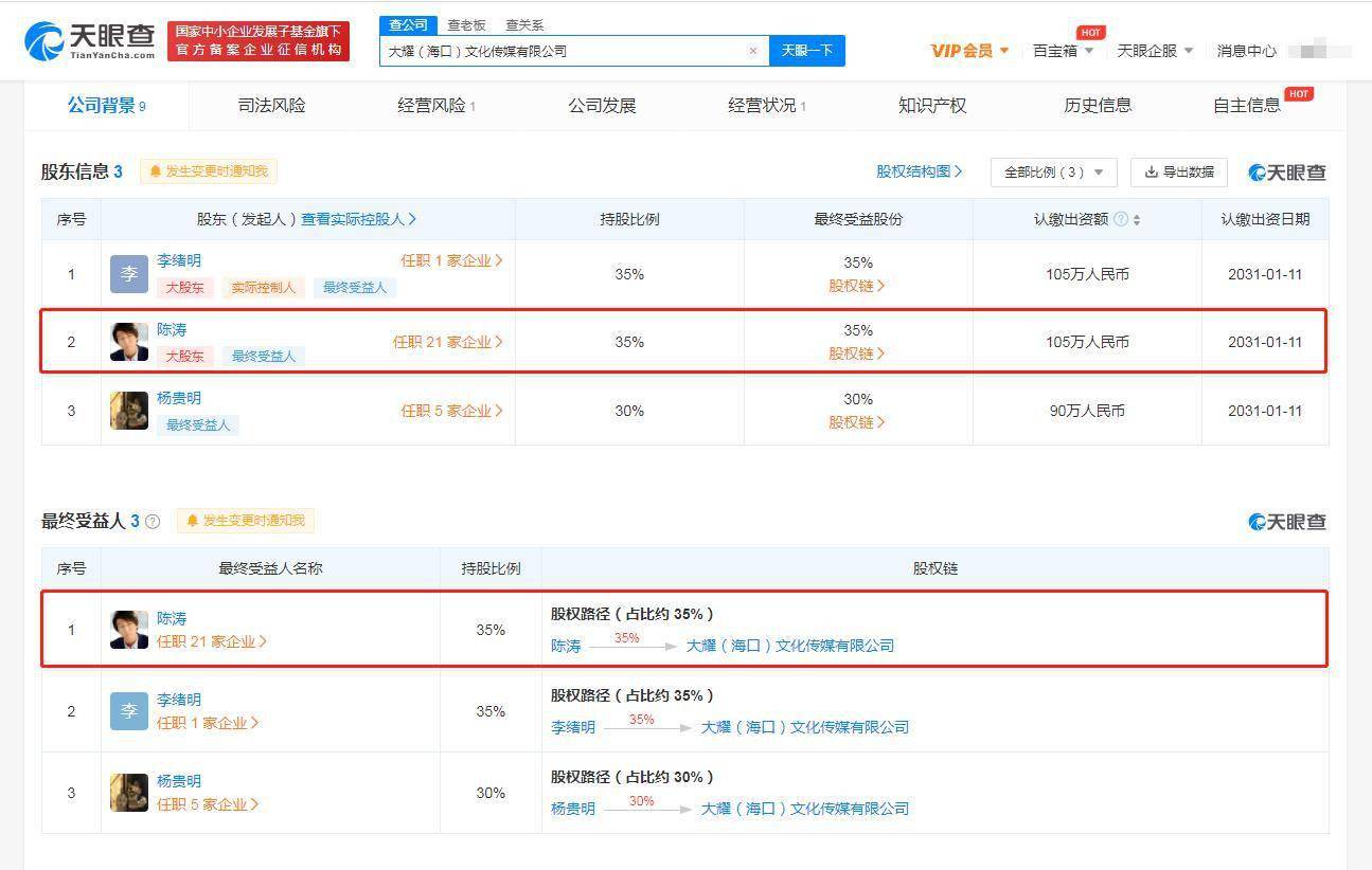 陳羽凡關聯傳媒公司簡易註銷_企業_陳濤_顯示