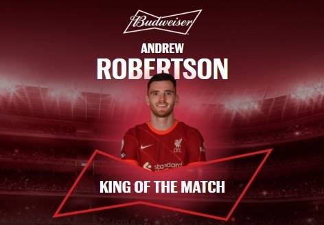 阿森纳|官方：罗伯逊当选利物浦2-0阿森纳全场最佳球员