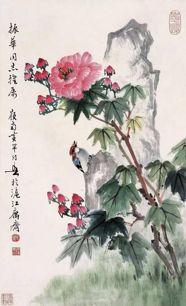 中国古美術　大清雍正　花鳥画　花入 中国古美術.精品三尺中堂画.宋徽宗花鳥画.手描きの作品.材質絹布