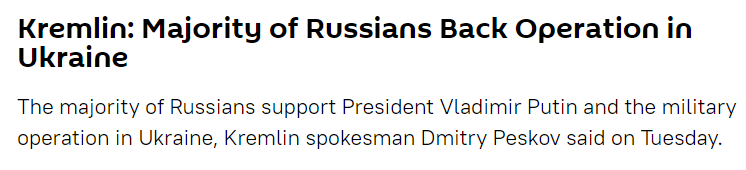 俄媒：克宫称大多数俄罗斯人支持普京和俄对乌军事行动