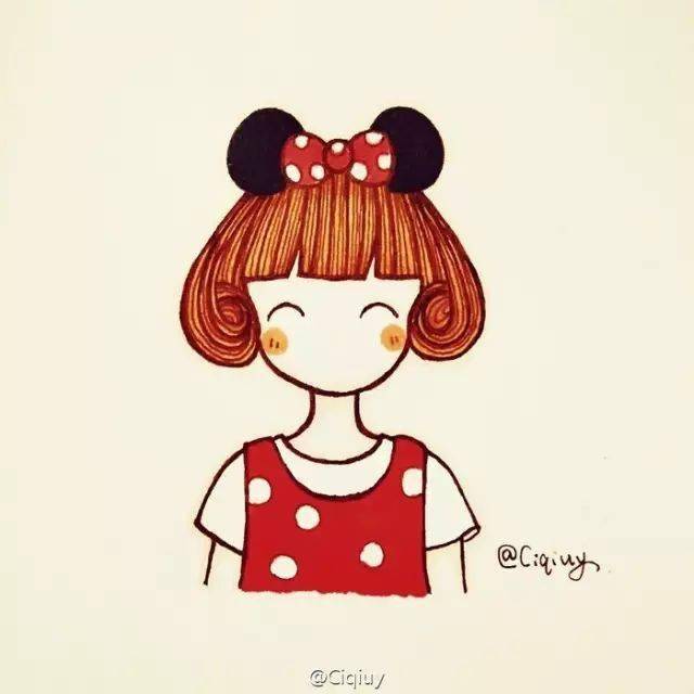 简笔画花环小姑娘手绘头像拿走不谢