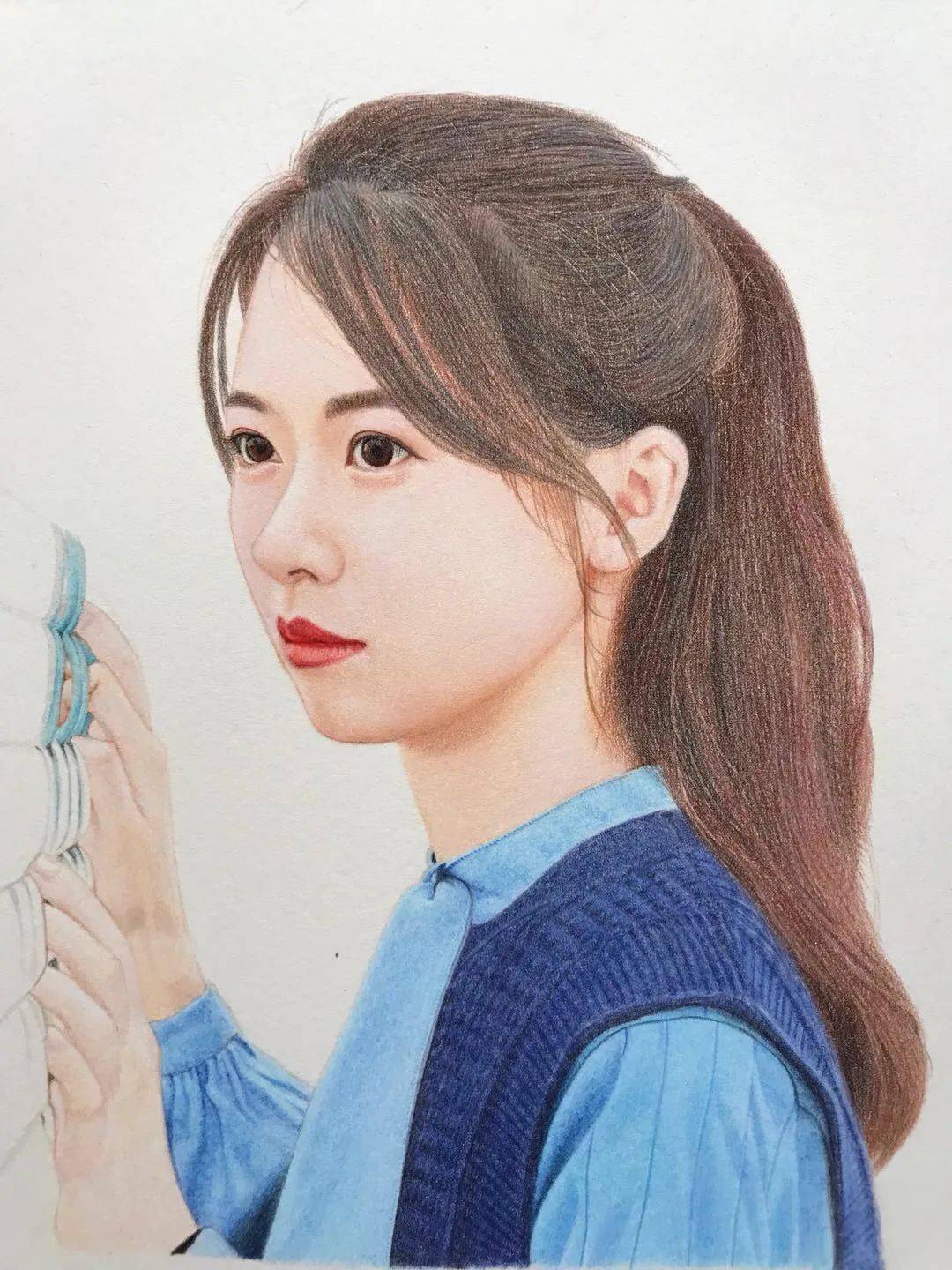 彩铅人物头像 | 彩铅马尾女孩步骤图!_qxh_版权_声明