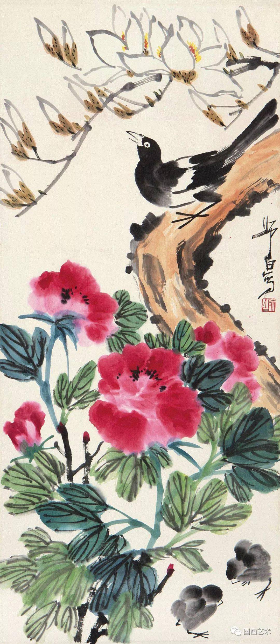 富贵多彩:娄师白笔下的牡丹图_齐白石_作品_技法