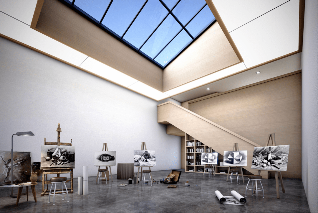 艺术中心天光画室(设计图)报告厅(设计图)开放式阅览室(设计图)室内