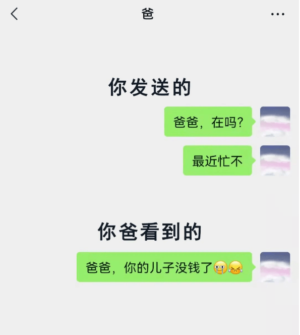 我爸看到的爸爸我没钱啦