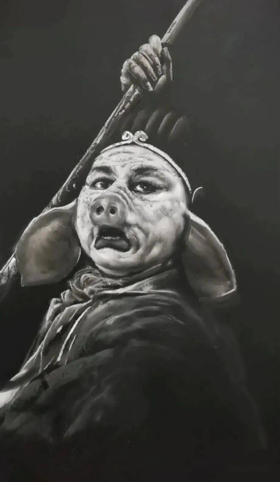 这位乡村美术老师的粉笔画牛