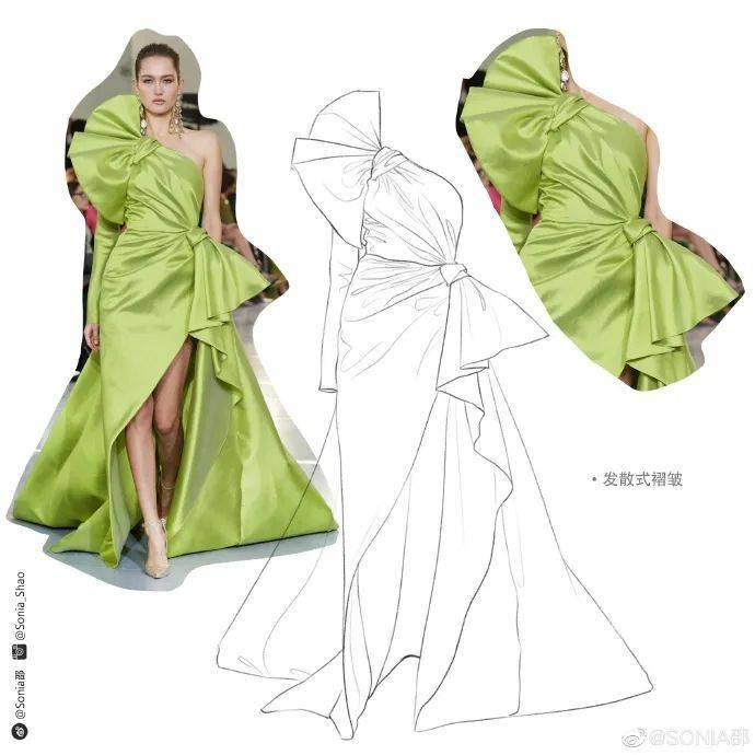 服装衣纹褶皱线条示范服装设计图款式图