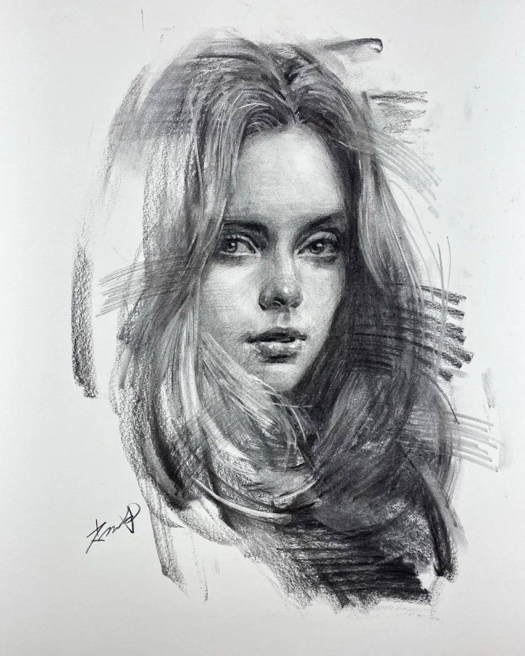 豪放挥洒的素描笔触雄浑有力看一百遍的我还是画不出来