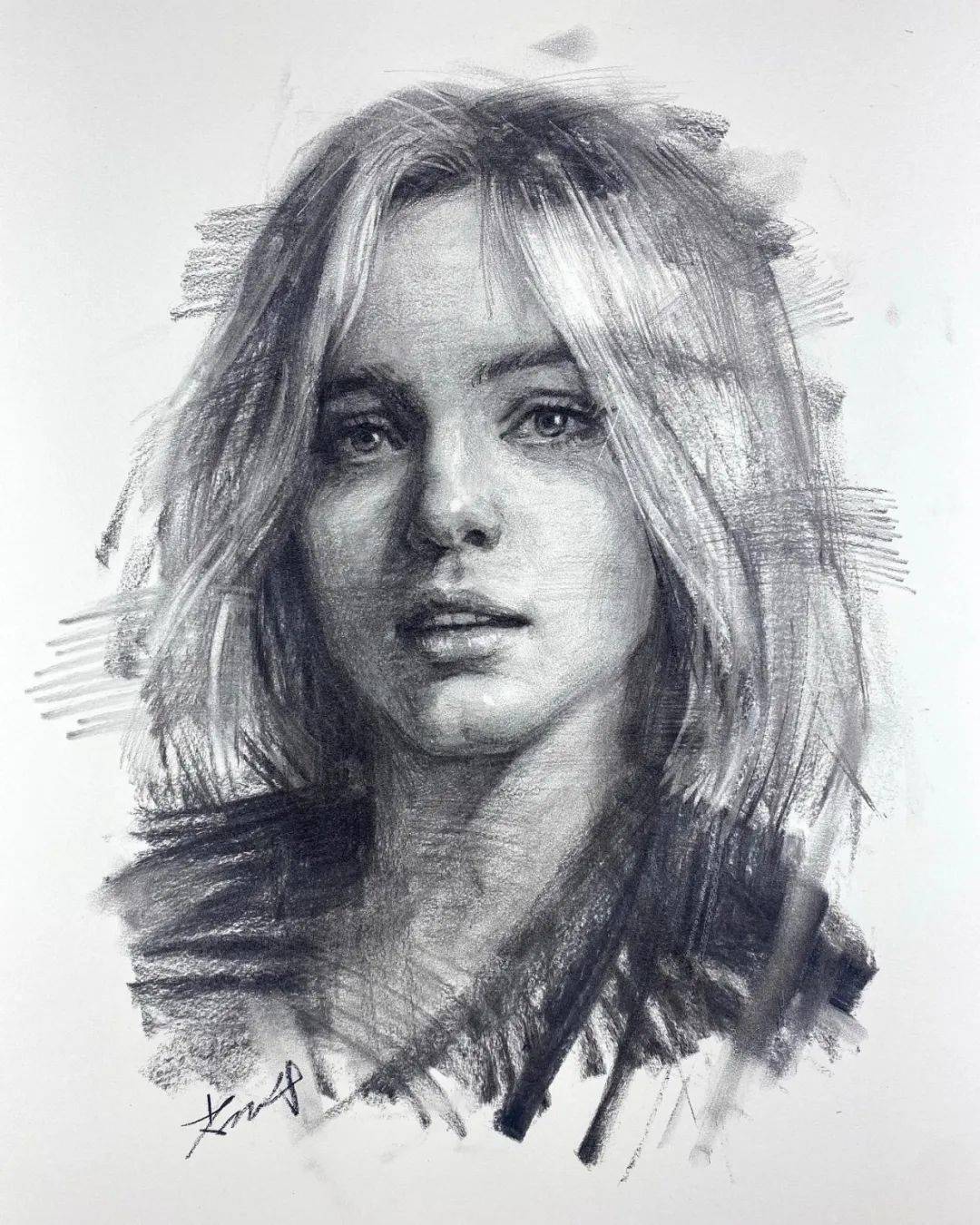 豪放挥洒的素描笔触雄浑有力看一百遍的我还是画不出来