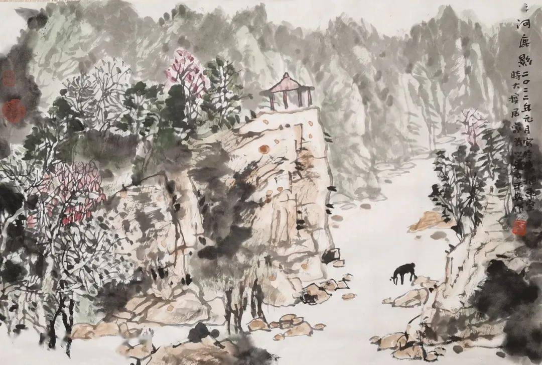 风生水起丁平安山水画作品