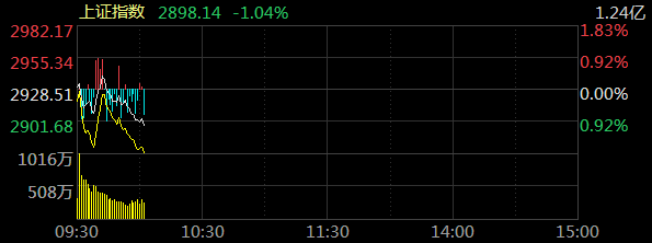 沪指盘中跌逾1 失守2900点 券商板块表现较弱 A股大跌 沪指跌破3000点 沪指盘中跌破3000点
