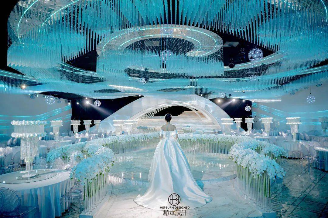 赫本设计4线城市海岛婚礼堂水晶主题厅实景分享