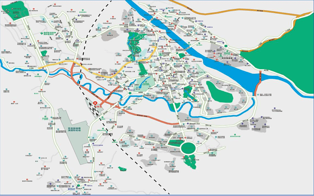 告莊,水泥廠,景洪港,北岸康城,州委黨校,江北派出所,俊都蔬菜市場,州