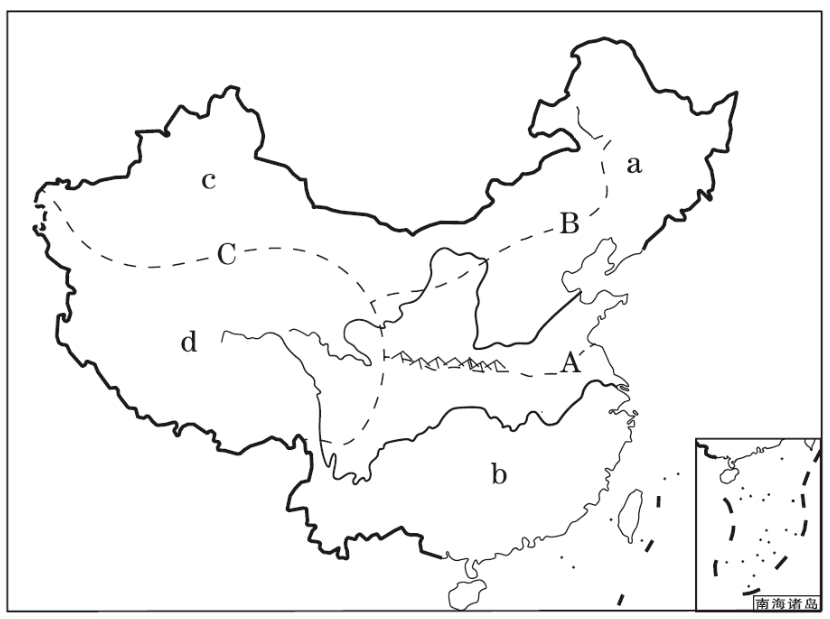 中国四大区域地理示意图